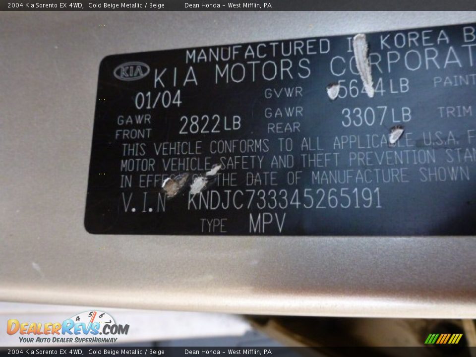 2004 Kia Sorento EX 4WD Gold Beige Metallic / Beige Photo #17