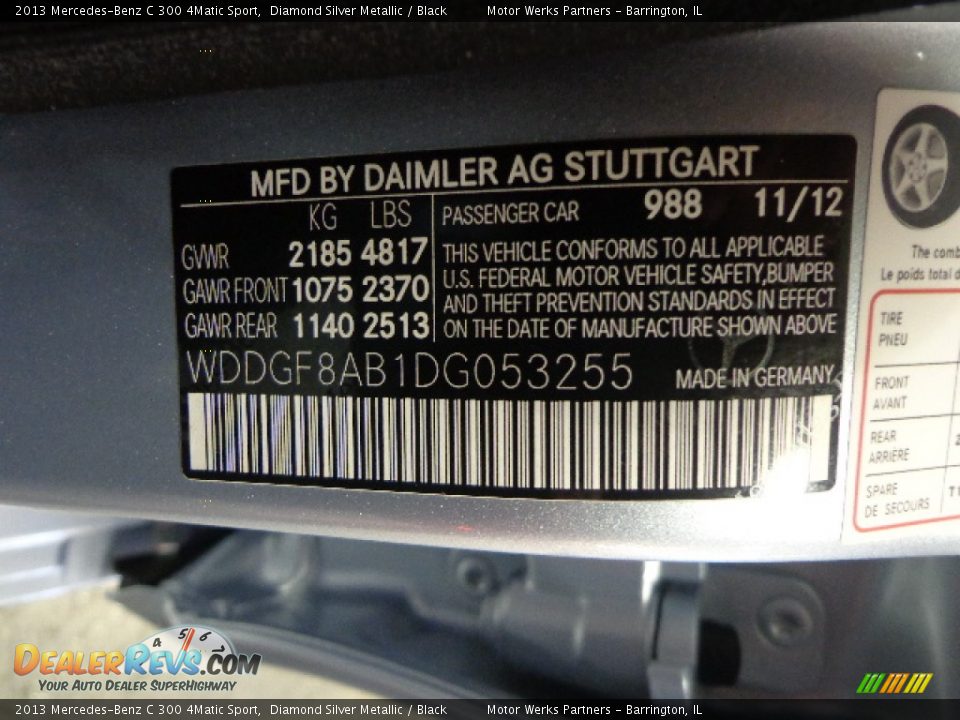 2013 Mercedes-Benz C 300 4Matic Sport Diamond Silver Metallic / Black Photo #20