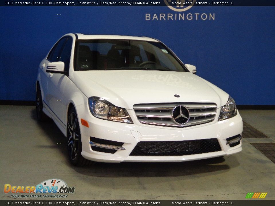 2013 Mercedes-Benz C 300 4Matic Sport Polar White / Black/Red Stitch w/DINAMICA Inserts Photo #1