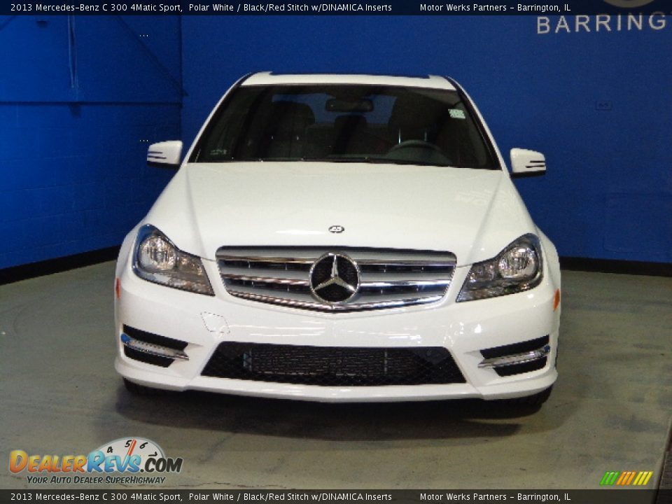 2013 Mercedes-Benz C 300 4Matic Sport Polar White / Black/Red Stitch w/DINAMICA Inserts Photo #2