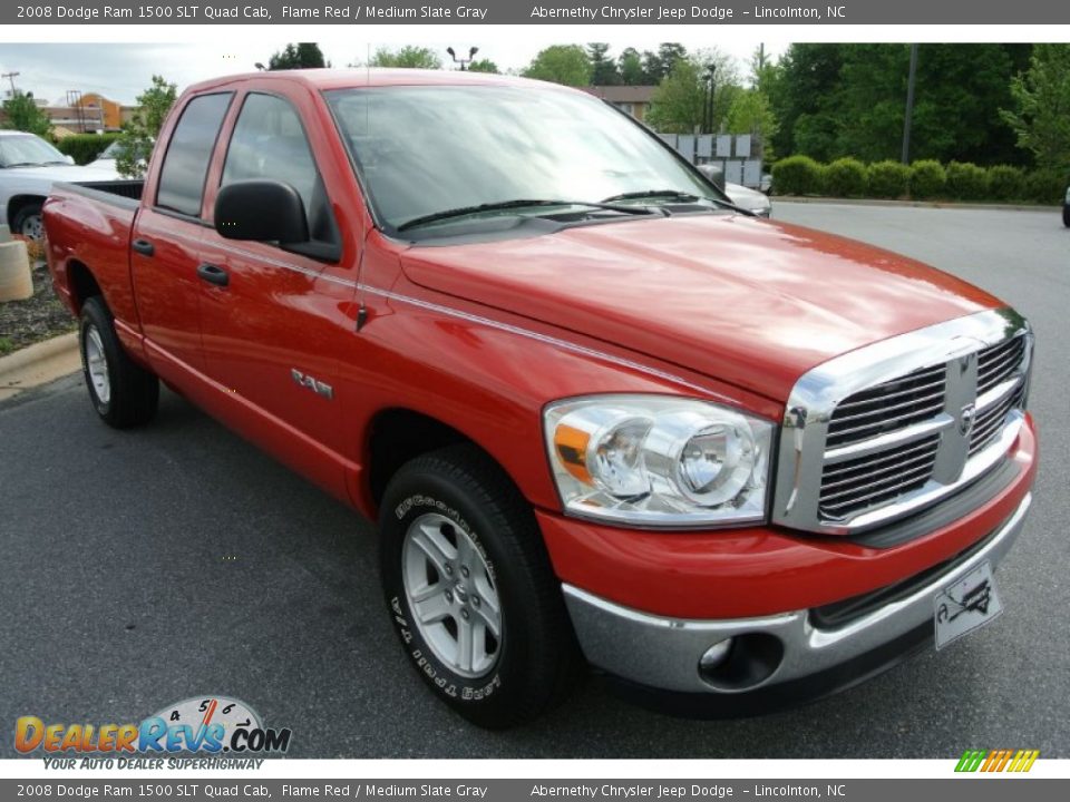 2008 Dodge Ram 1500 SLT Quad Cab Flame Red / Medium Slate Gray Photo #2