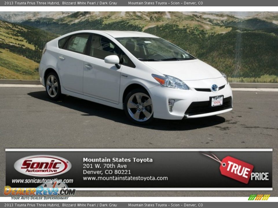 2013 Toyota Prius Three Hybrid Blizzard White Pearl / Dark Gray Photo #1