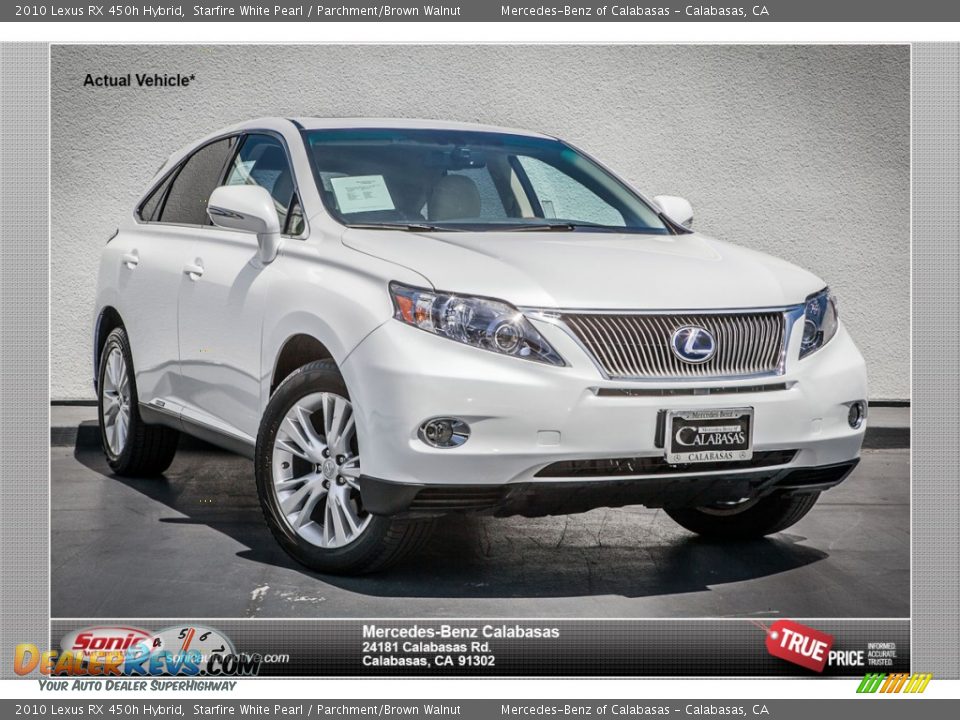 2010 Lexus RX 450h Hybrid Starfire White Pearl / Parchment/Brown Walnut Photo #1