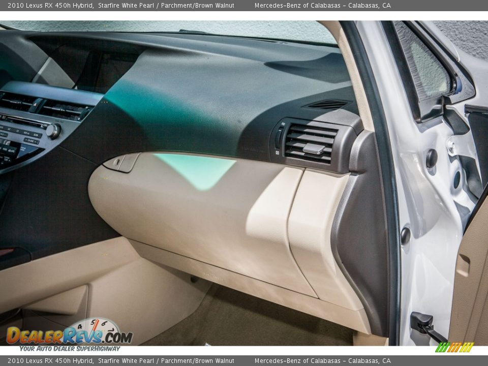 2010 Lexus RX 450h Hybrid Starfire White Pearl / Parchment/Brown Walnut Photo #22