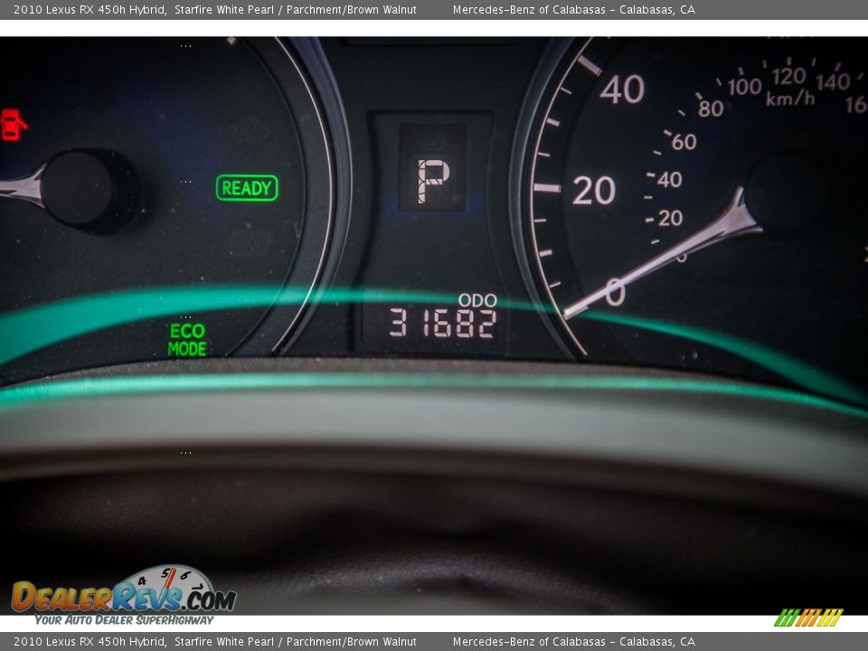 2010 Lexus RX 450h Hybrid Starfire White Pearl / Parchment/Brown Walnut Photo #33