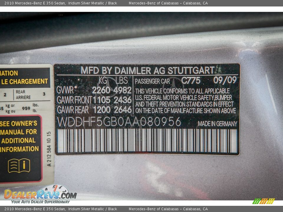 2010 Mercedes-Benz E 350 Sedan Iridium Silver Metallic / Black Photo #19
