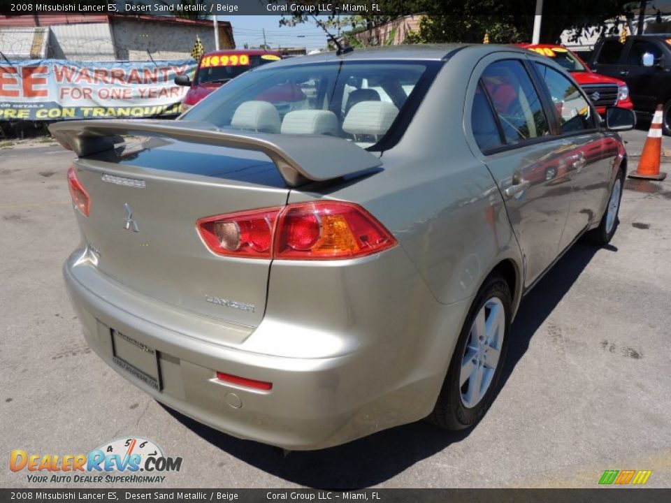 2008 Mitsubishi Lancer ES Desert Sand Metallic / Beige Photo #6