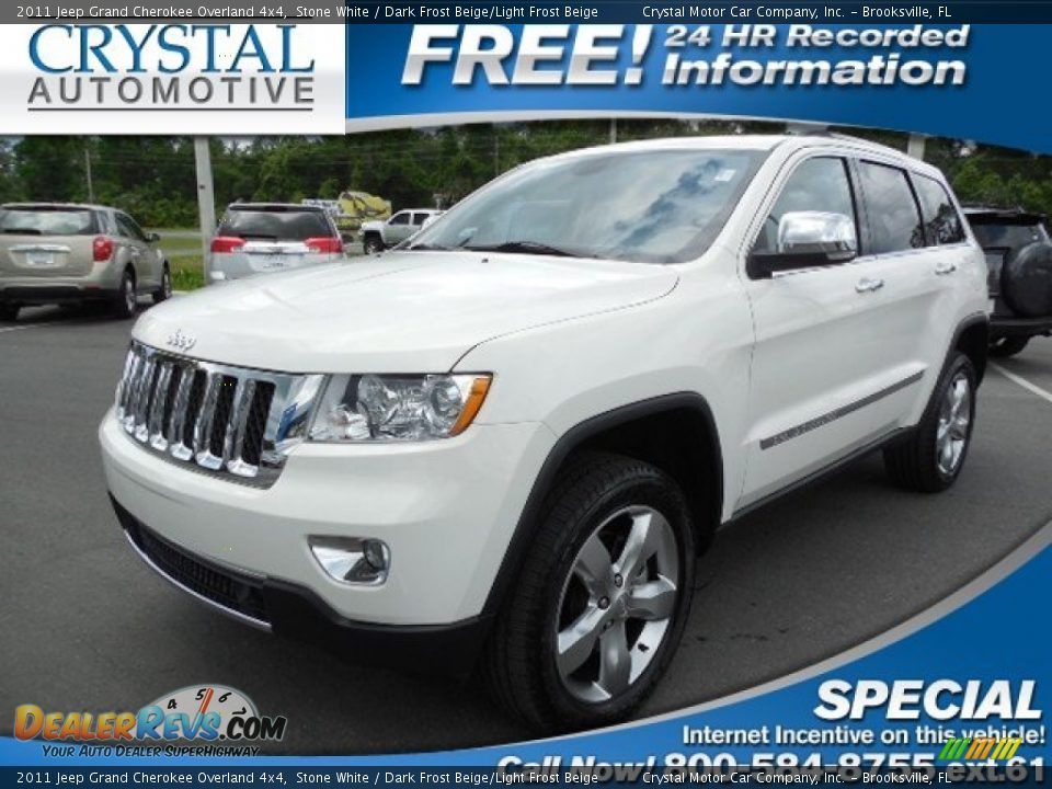 2011 Jeep Grand Cherokee Overland 4x4 Stone White / Dark Frost Beige/Light Frost Beige Photo #1