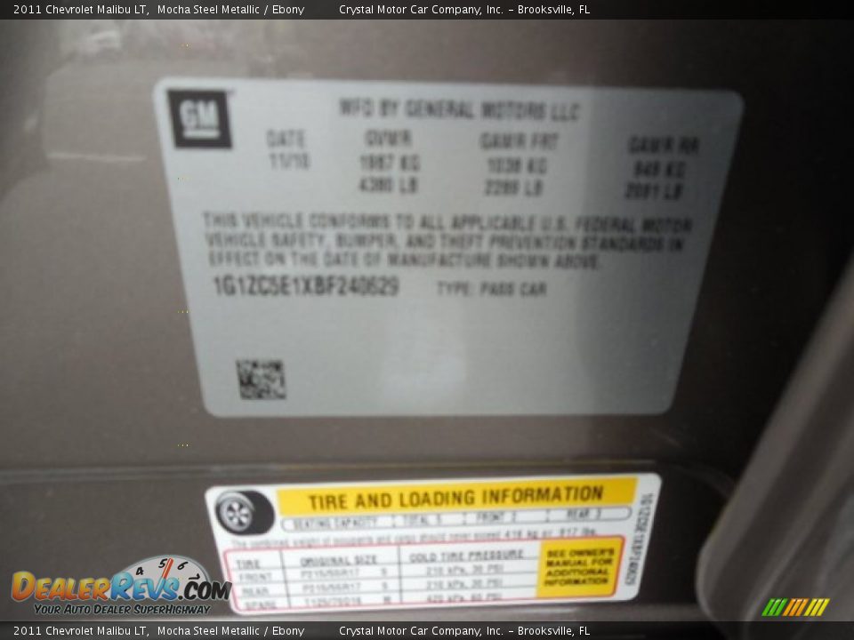 2011 Chevrolet Malibu LT Mocha Steel Metallic / Ebony Photo #22