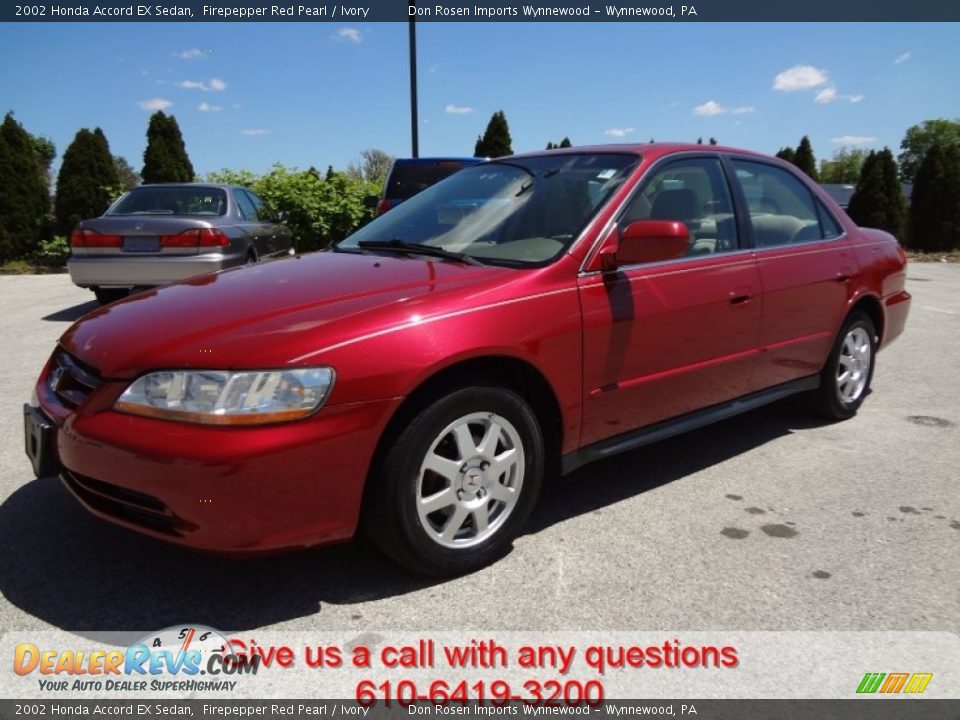 2002 Honda Accord EX Sedan Firepepper Red Pearl / Ivory Photo #4