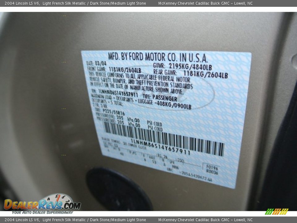 2004 Lincoln LS V6 Light French Silk Metallic / Dark Stone/Medium Light Stone Photo #8