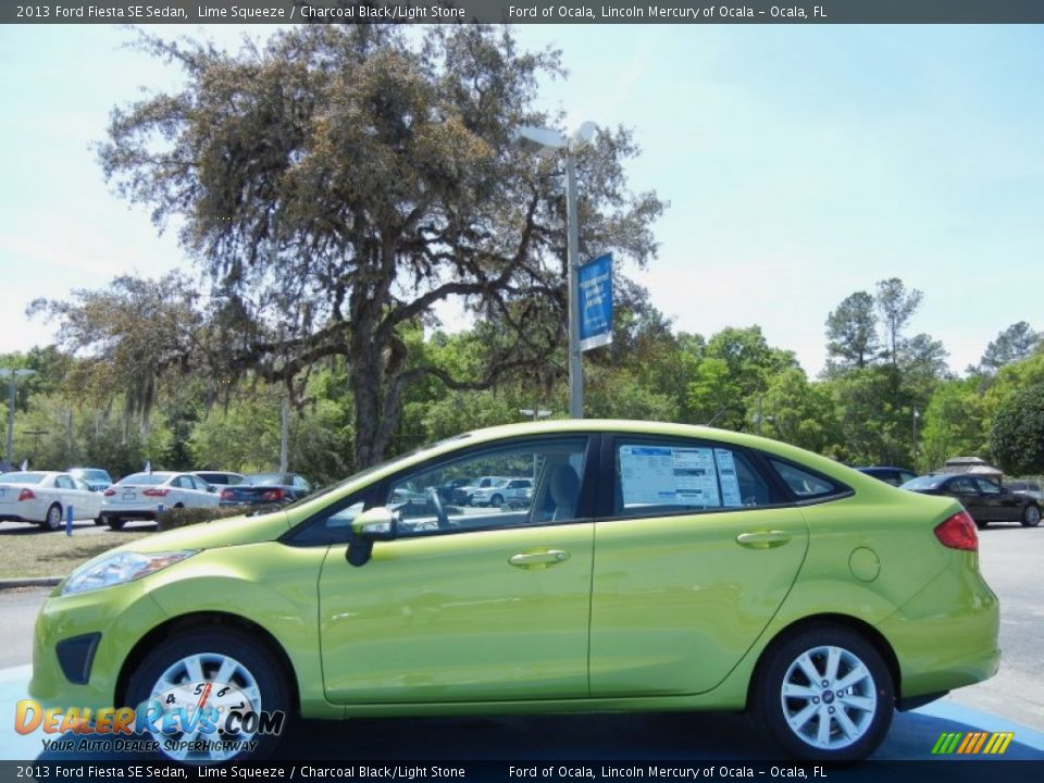 2013 Ford Fiesta SE Sedan Lime Squeeze / Charcoal Black/Light Stone Photo #2