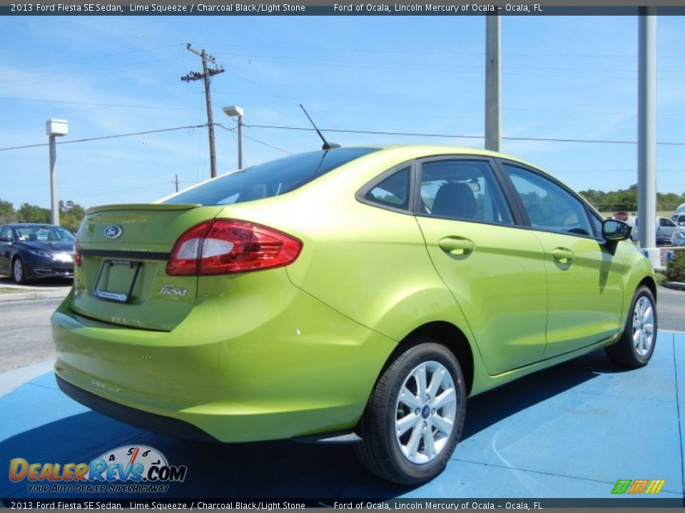 2013 Ford Fiesta SE Sedan Lime Squeeze / Charcoal Black/Light Stone Photo #3
