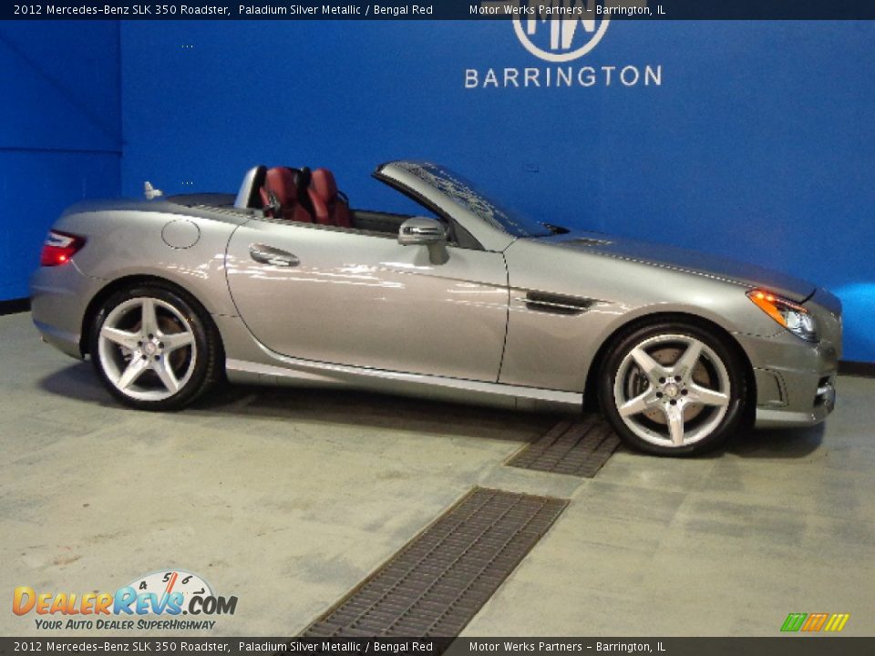 2012 Mercedes-Benz SLK 350 Roadster Paladium Silver Metallic / Bengal Red Photo #26