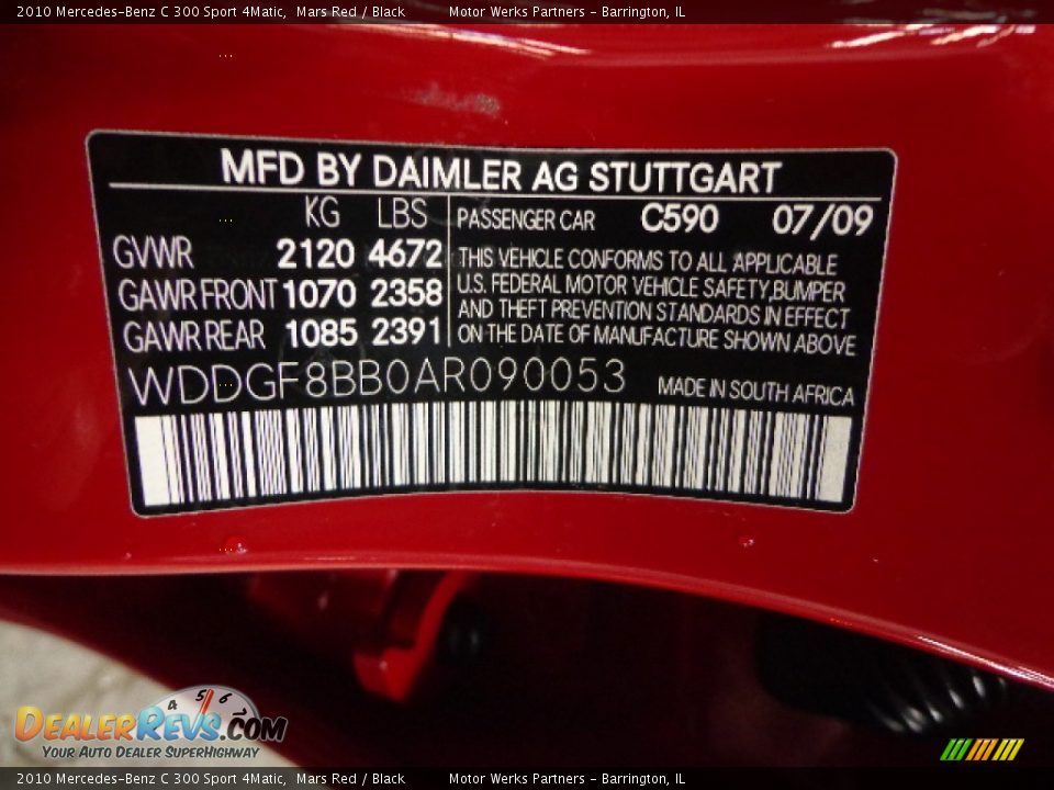 2010 Mercedes-Benz C 300 Sport 4Matic Mars Red / Black Photo #20