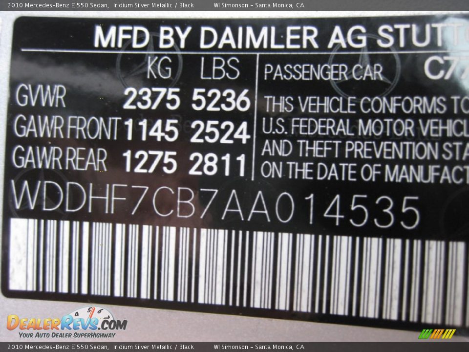2010 Mercedes-Benz E 550 Sedan Iridium Silver Metallic / Black Photo #25