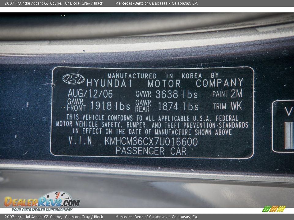 2007 Hyundai Accent GS Coupe Charcoal Gray / Black Photo #18