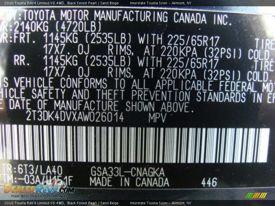 2010 Toyota RAV4 Limited V6 4WD Black Forest Pearl / Sand Beige Photo #26