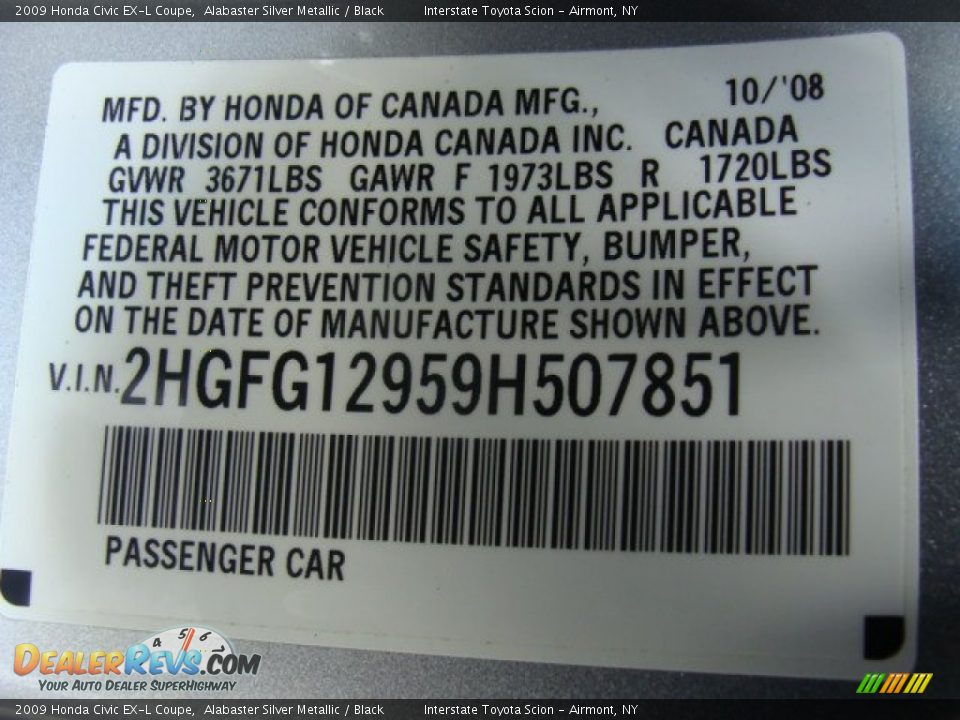 2009 Honda Civic EX-L Coupe Alabaster Silver Metallic / Black Photo #25