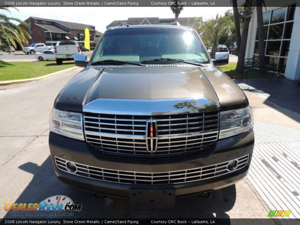 2008 Lincoln Navigator Luxury Stone Green Metallic / Camel/Sand Piping Photo #2