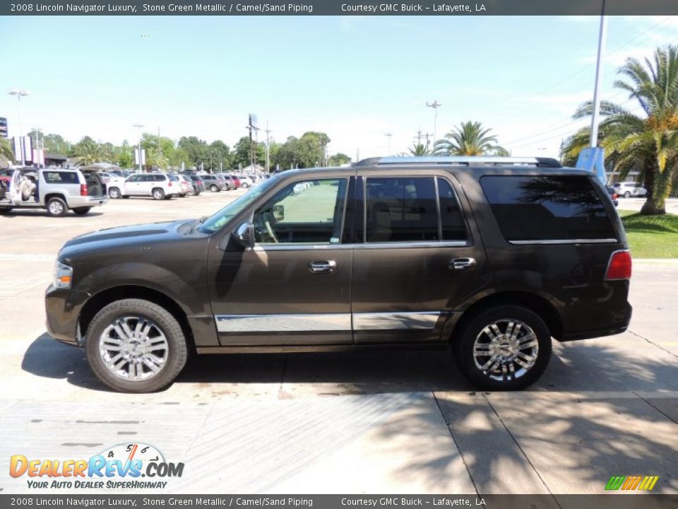 2008 Lincoln Navigator Luxury Stone Green Metallic / Camel/Sand Piping Photo #5