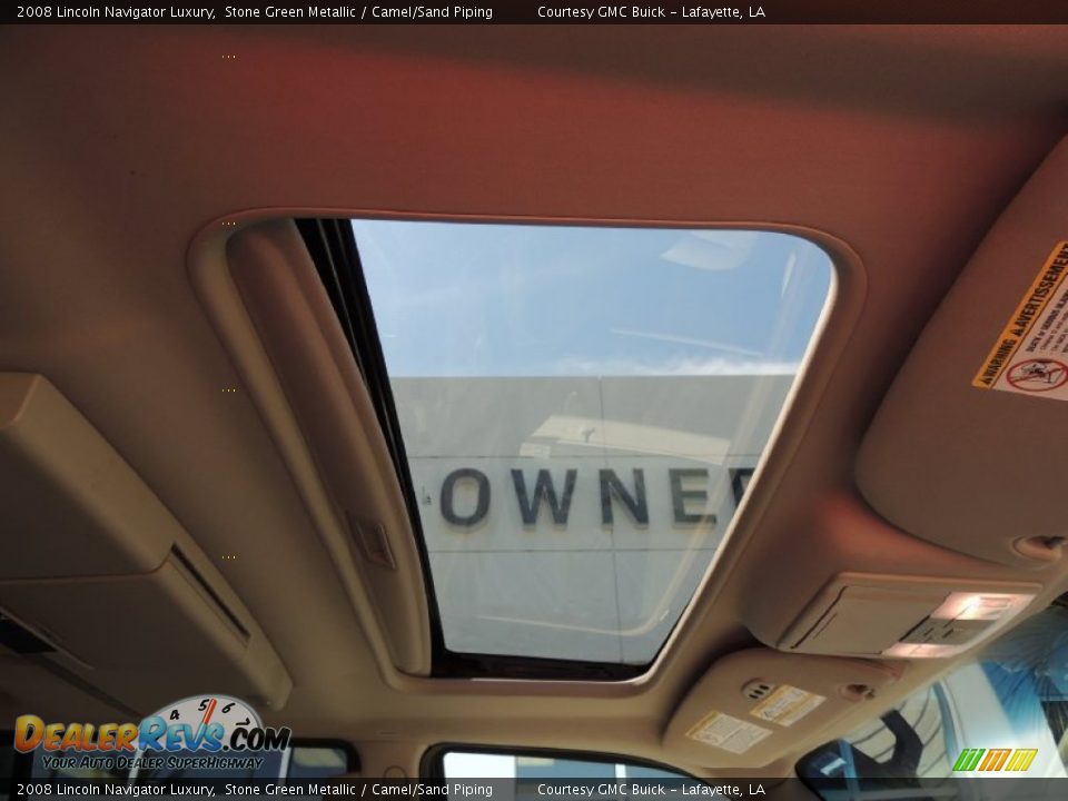 2008 Lincoln Navigator Luxury Stone Green Metallic / Camel/Sand Piping Photo #7