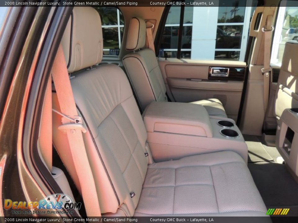 2008 Lincoln Navigator Luxury Stone Green Metallic / Camel/Sand Piping Photo #9