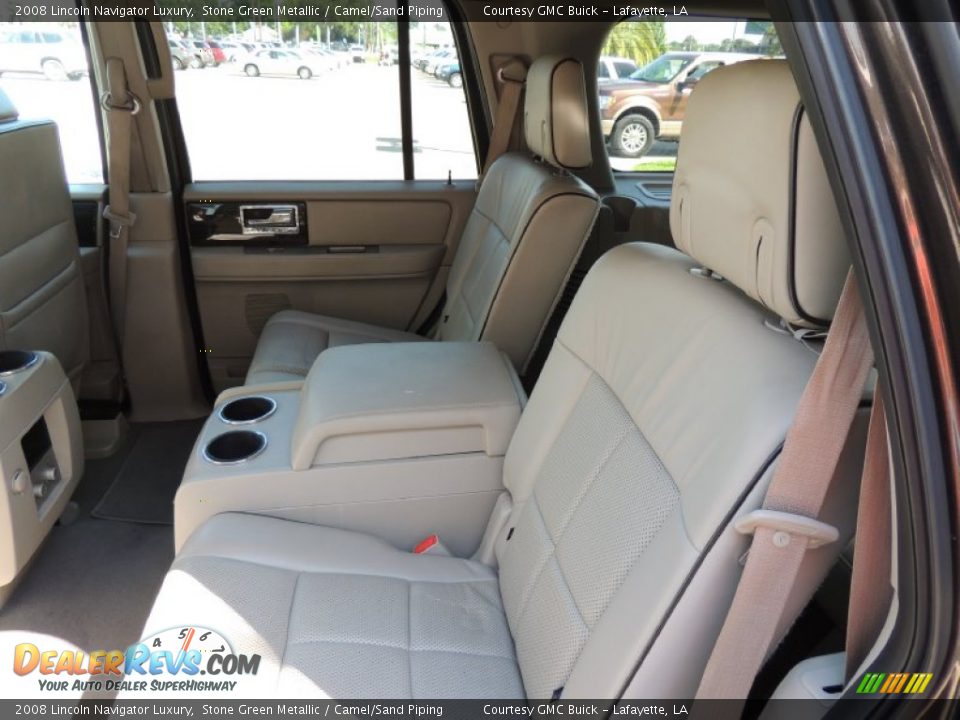 2008 Lincoln Navigator Luxury Stone Green Metallic / Camel/Sand Piping Photo #15
