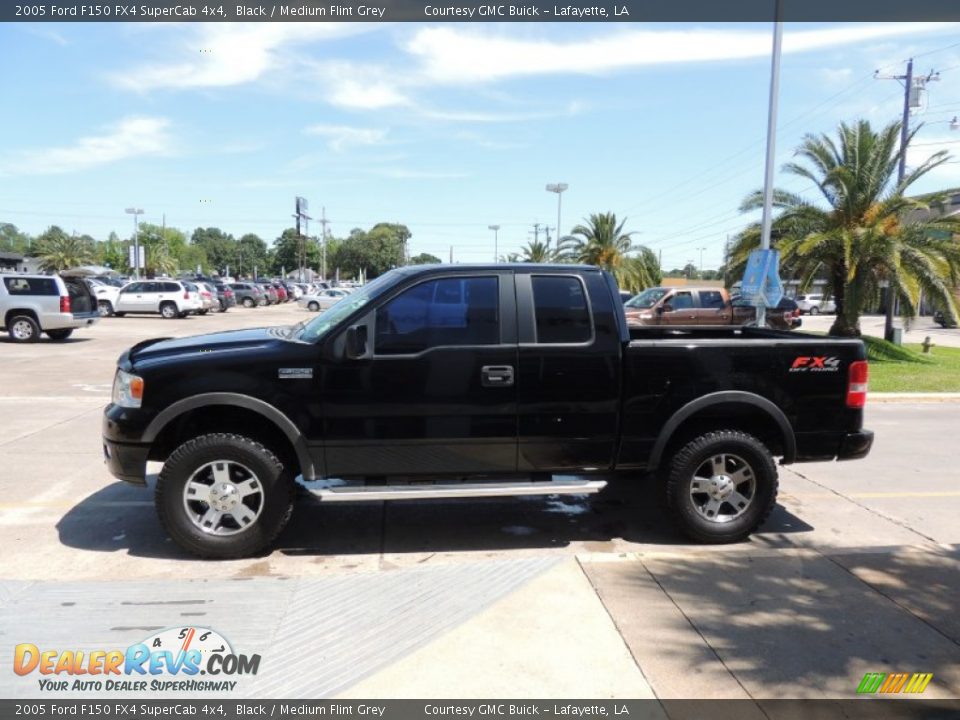 2005 Ford F150 FX4 SuperCab 4x4 Black / Medium Flint Grey Photo #3