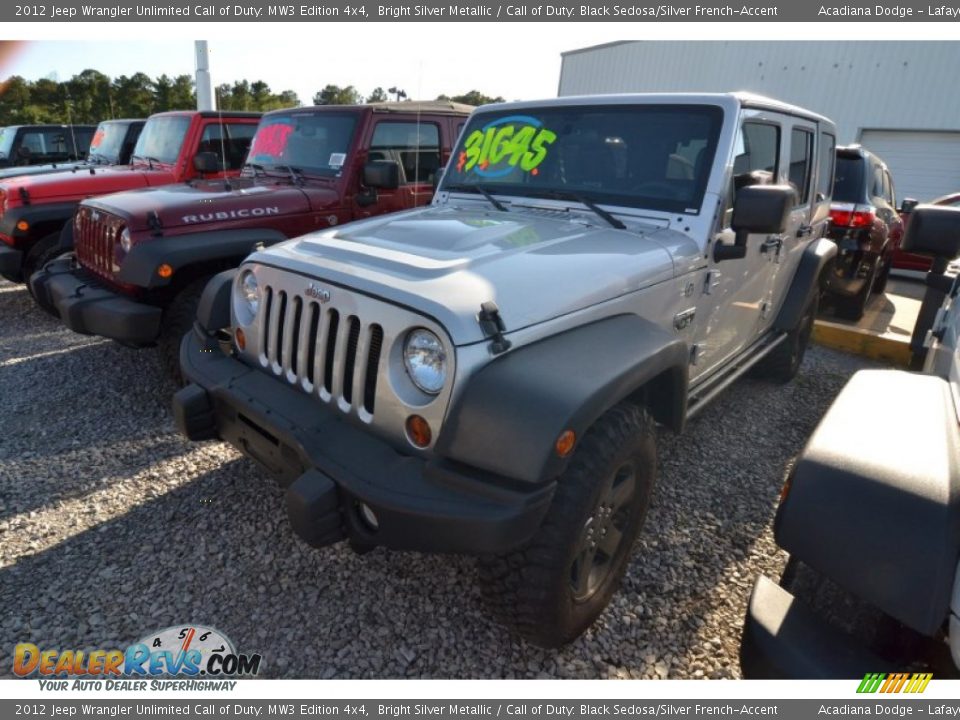 2012 Jeep Wrangler Unlimited Call of Duty: MW3 Edition 4x4 Bright Silver Metallic / Call of Duty: Black Sedosa/Silver French-Accent Photo #1