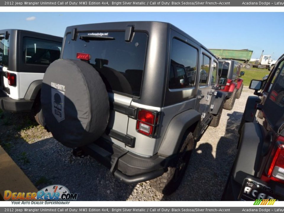 2012 Jeep Wrangler Unlimited Call of Duty: MW3 Edition 4x4 Bright Silver Metallic / Call of Duty: Black Sedosa/Silver French-Accent Photo #3