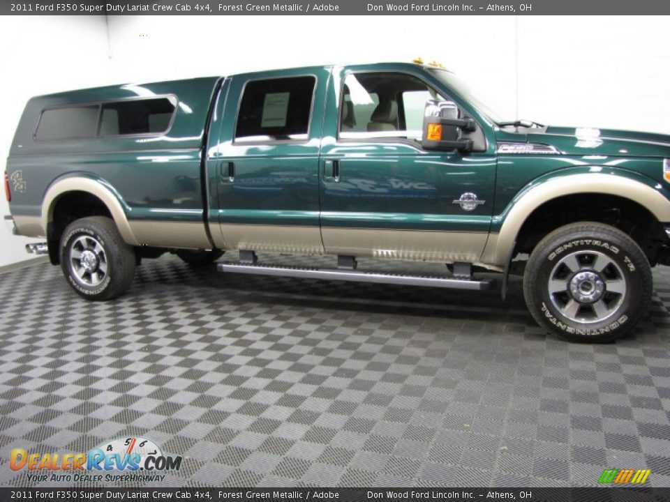 2011 Ford F350 Super Duty Lariat Crew Cab 4x4 Forest Green Metallic / Adobe Photo #3