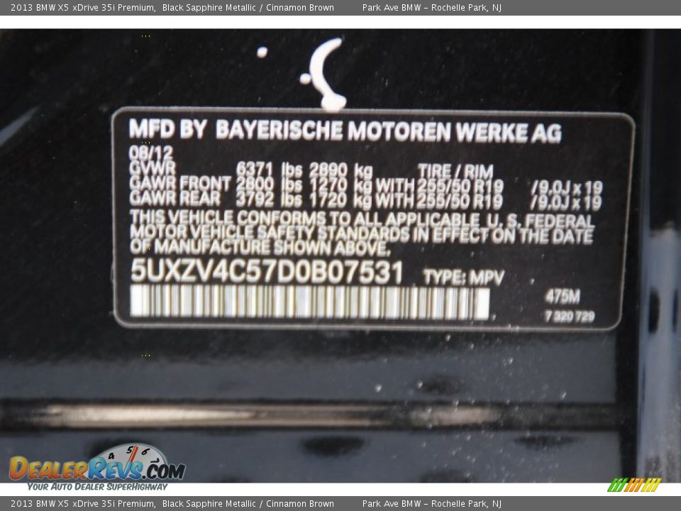 2013 BMW X5 xDrive 35i Premium Black Sapphire Metallic / Cinnamon Brown Photo #36