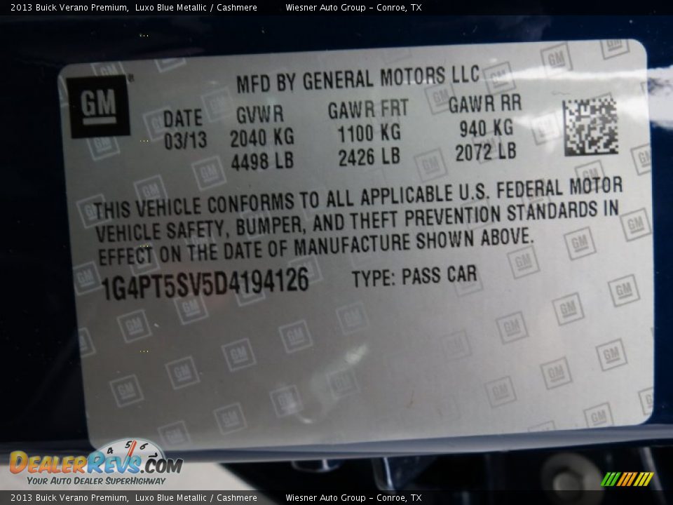 2013 Buick Verano Premium Luxo Blue Metallic / Cashmere Photo #7