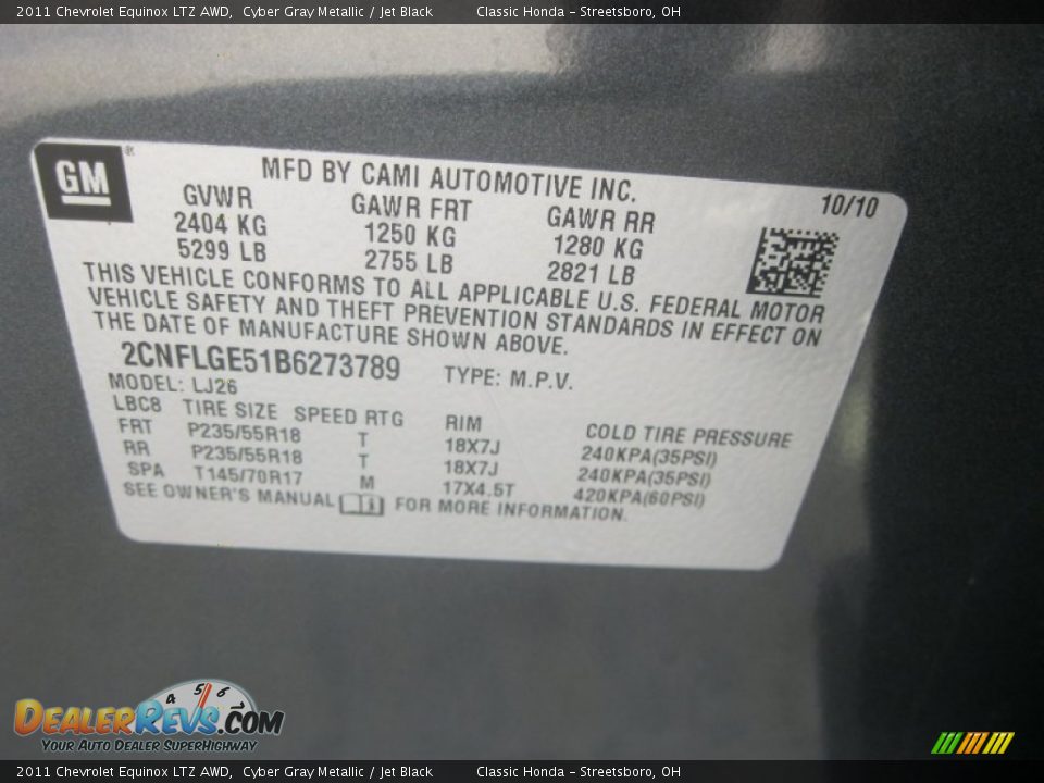 2011 Chevrolet Equinox LTZ AWD Cyber Gray Metallic / Jet Black Photo #14