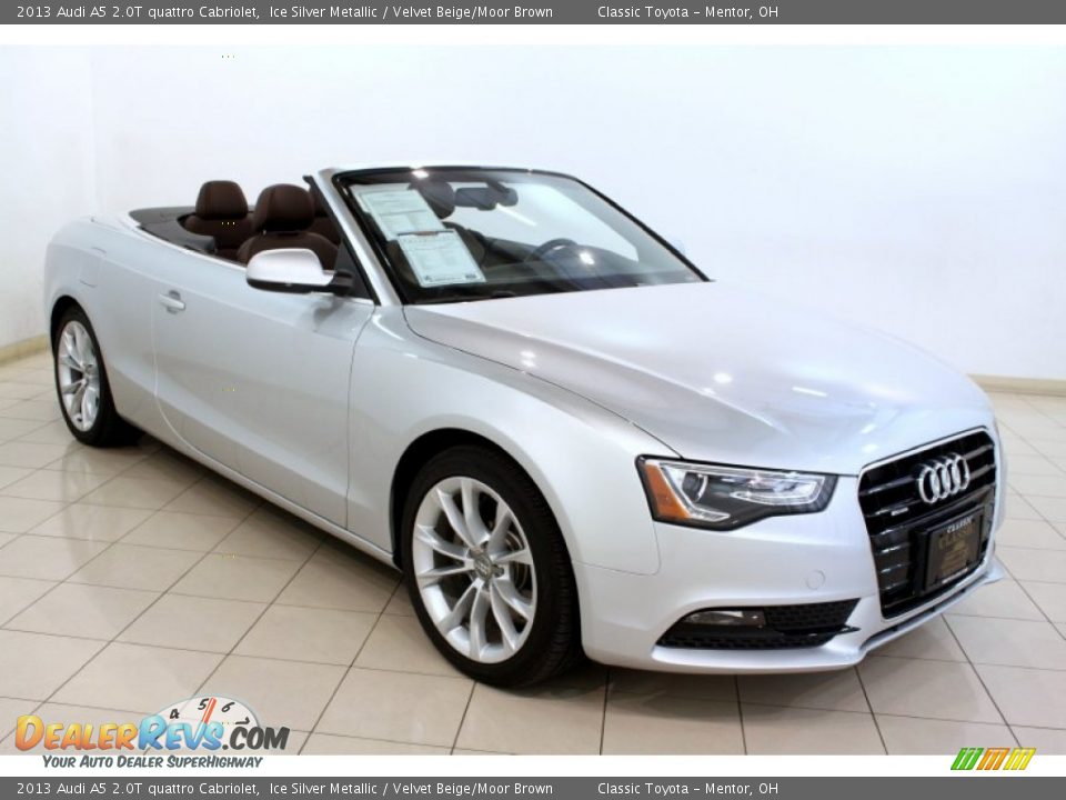 2013 Audi A5 2.0T quattro Cabriolet Ice Silver Metallic / Velvet Beige/Moor Brown Photo #1