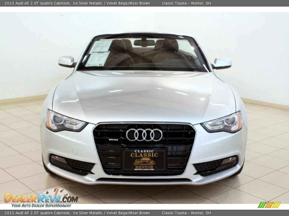 2013 Audi A5 2.0T quattro Cabriolet Ice Silver Metallic / Velvet Beige/Moor Brown Photo #2