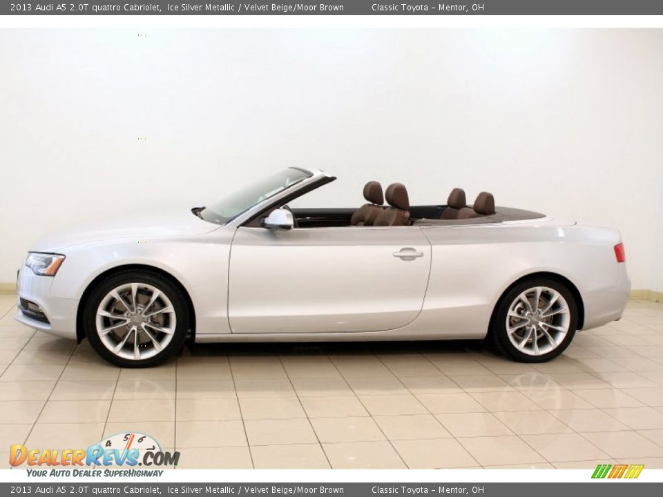 2013 Audi A5 2.0T quattro Cabriolet Ice Silver Metallic / Velvet Beige/Moor Brown Photo #4