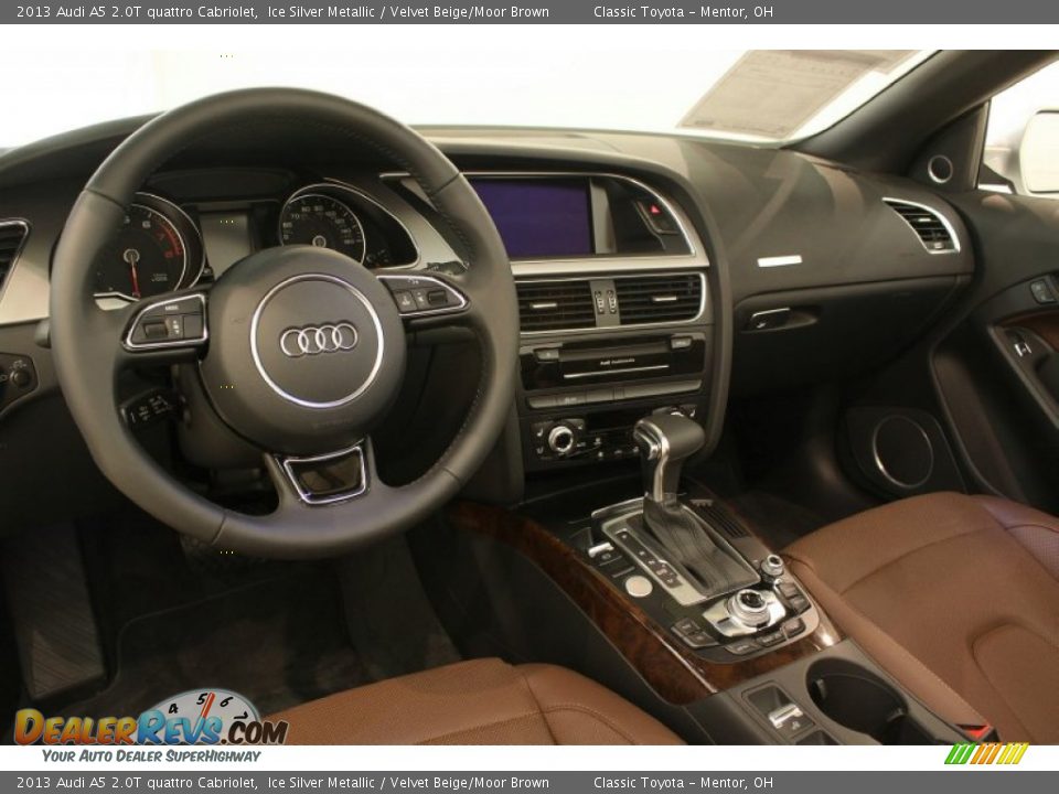 2013 Audi A5 2.0T quattro Cabriolet Ice Silver Metallic / Velvet Beige/Moor Brown Photo #11