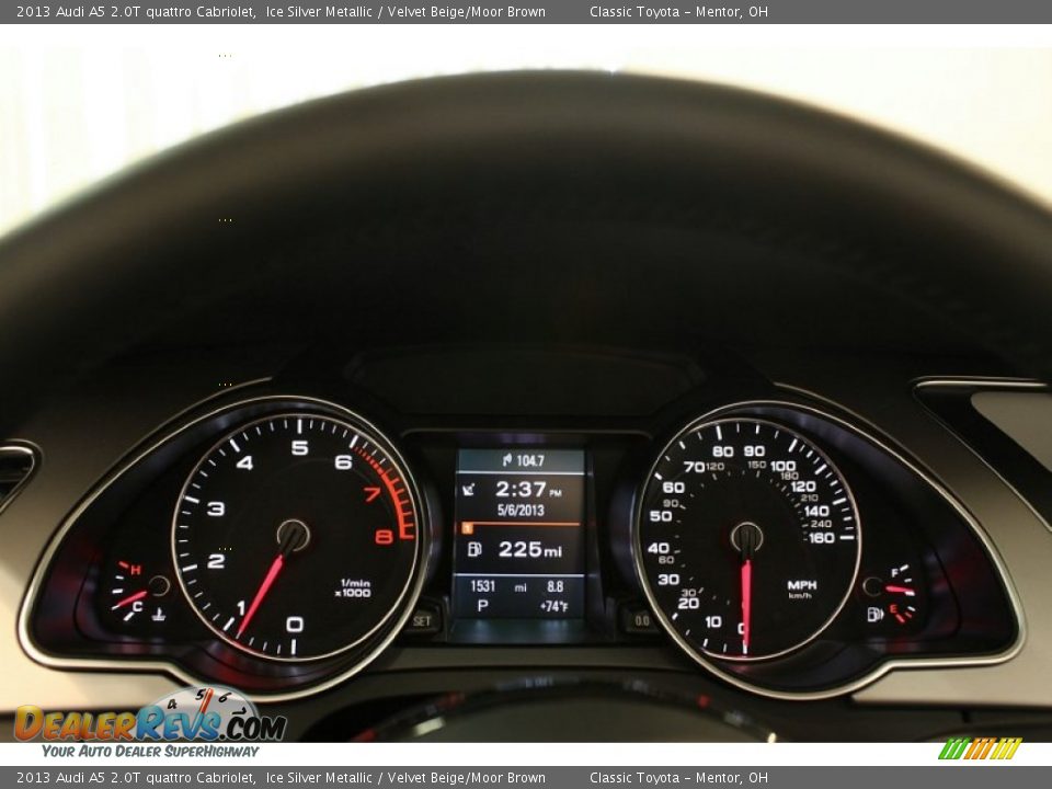 2013 Audi A5 2.0T quattro Cabriolet Ice Silver Metallic / Velvet Beige/Moor Brown Photo #15