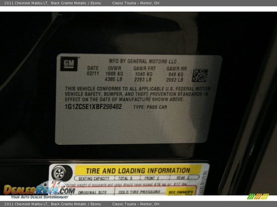 2011 Chevrolet Malibu LT Black Granite Metallic / Ebony Photo #18