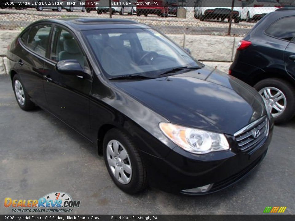 2008 Hyundai Elantra GLS Sedan Black Pearl / Gray Photo #1