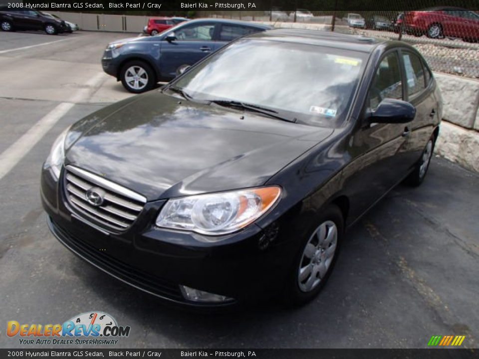 2008 Hyundai Elantra GLS Sedan Black Pearl / Gray Photo #3