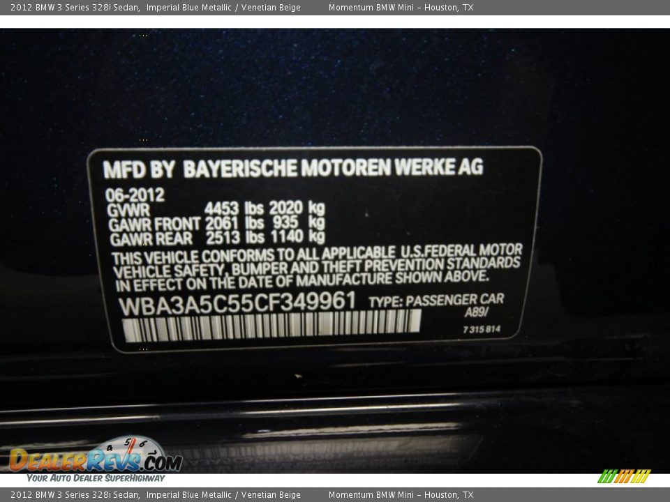 2012 BMW 3 Series 328i Sedan Imperial Blue Metallic / Venetian Beige Photo #9