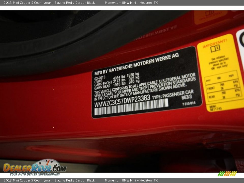 2013 Mini Cooper S Countryman Blazing Red / Carbon Black Photo #9