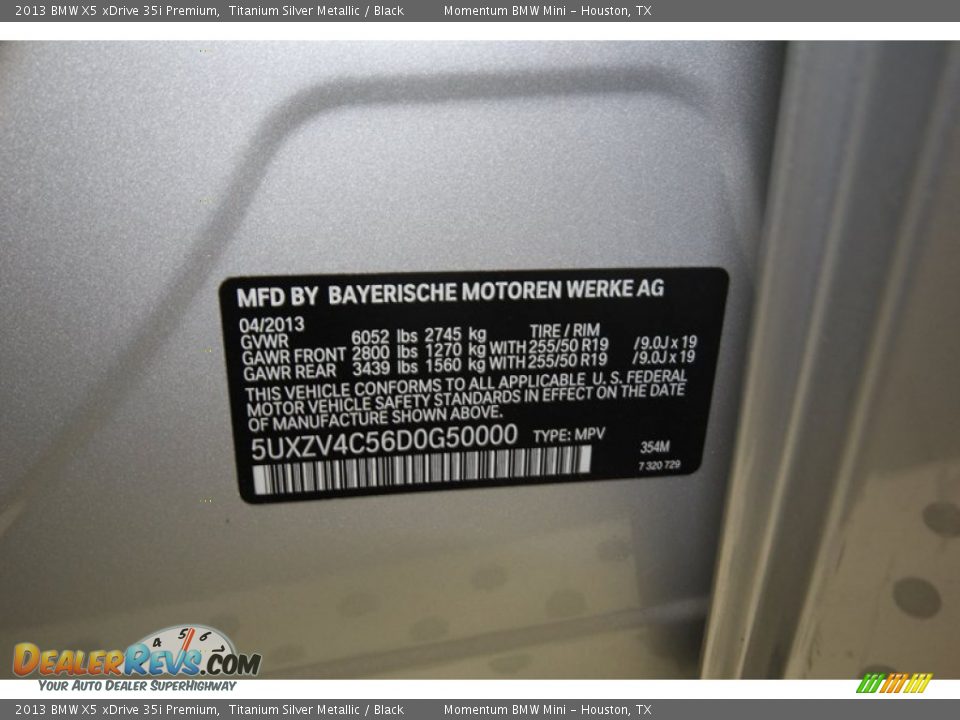 2013 BMW X5 xDrive 35i Premium Titanium Silver Metallic / Black Photo #9
