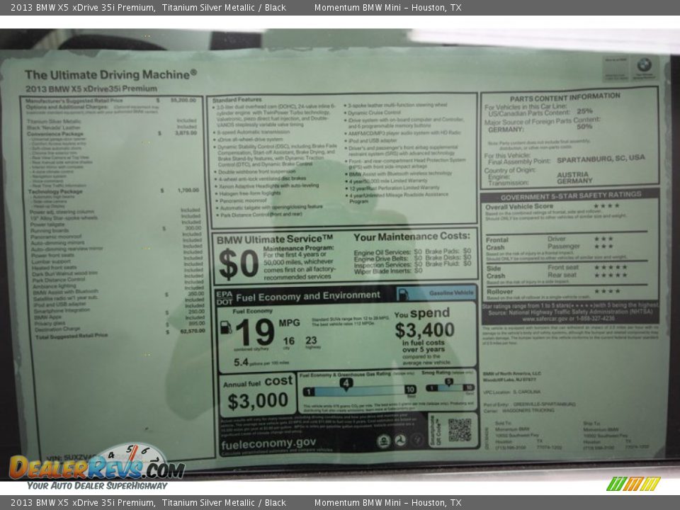 2013 BMW X5 xDrive 35i Premium Titanium Silver Metallic / Black Photo #34