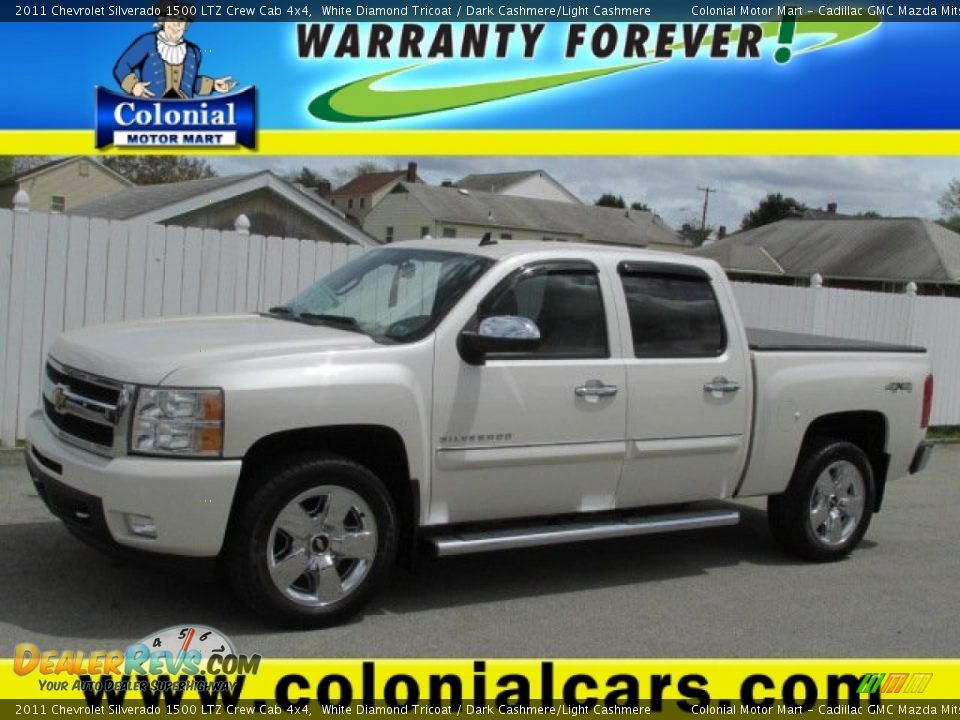 2011 Chevrolet Silverado 1500 LTZ Crew Cab 4x4 White Diamond Tricoat / Dark Cashmere/Light Cashmere Photo #1