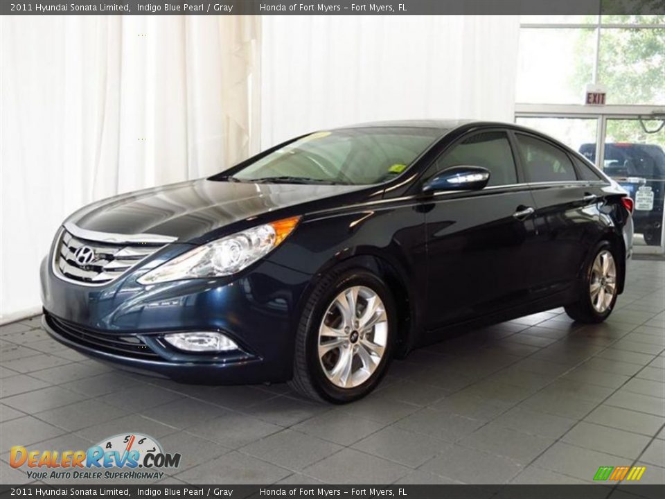 2011 Hyundai Sonata Limited Indigo Blue Pearl / Gray Photo #3