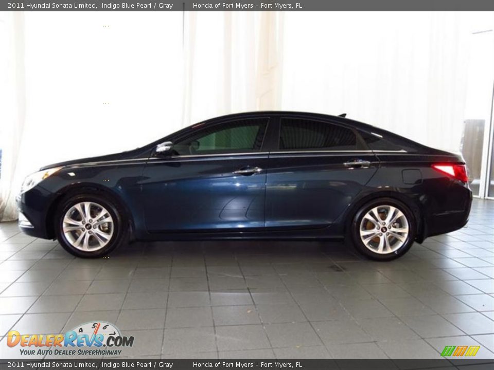 2011 Hyundai Sonata Limited Indigo Blue Pearl / Gray Photo #4